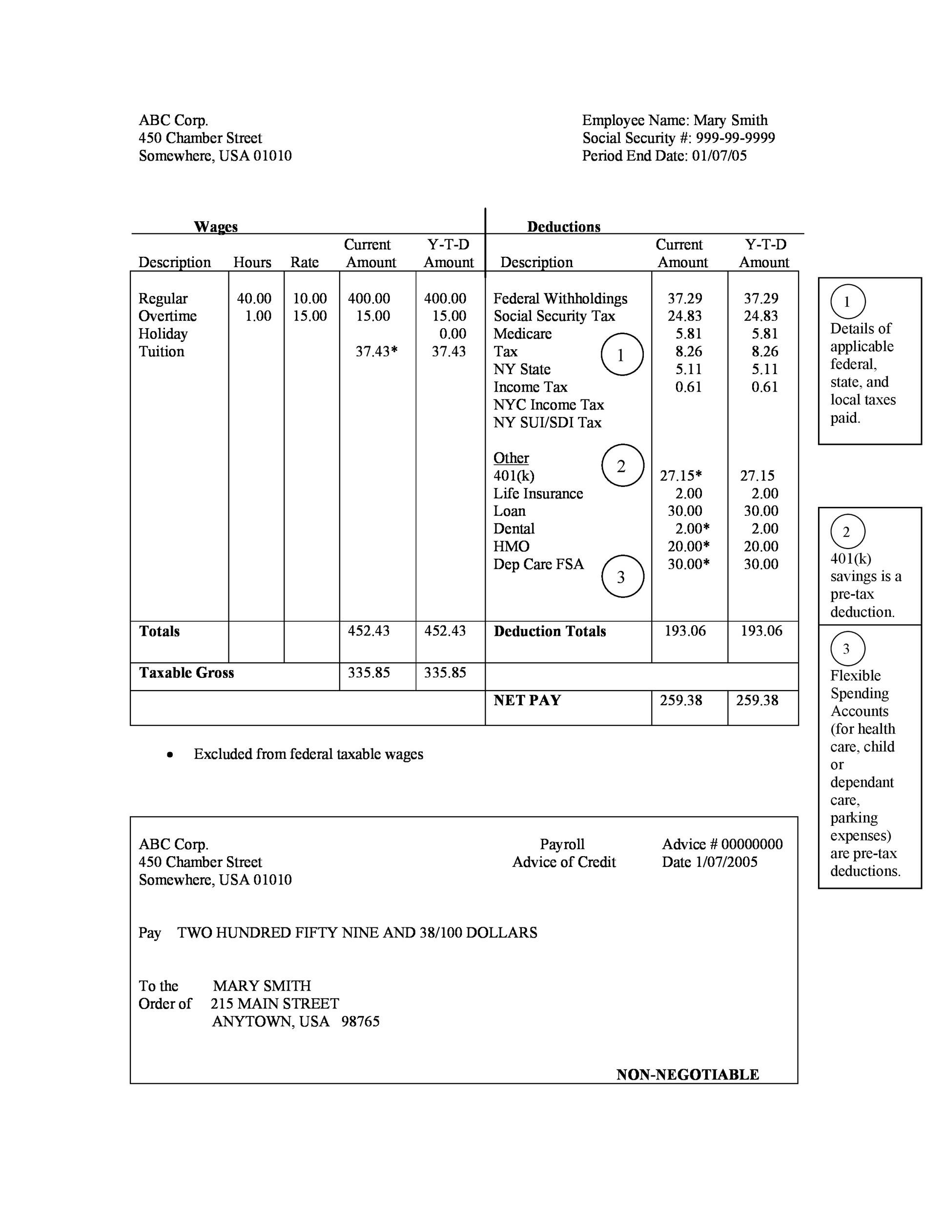 25 Great Pay Stub / Paycheck Stub Templates