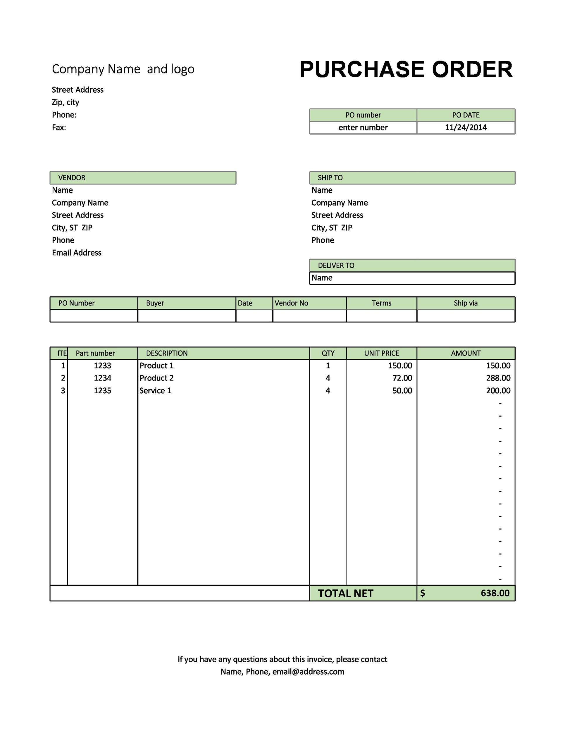37 Free Purchase Order Templates in Word & Excel