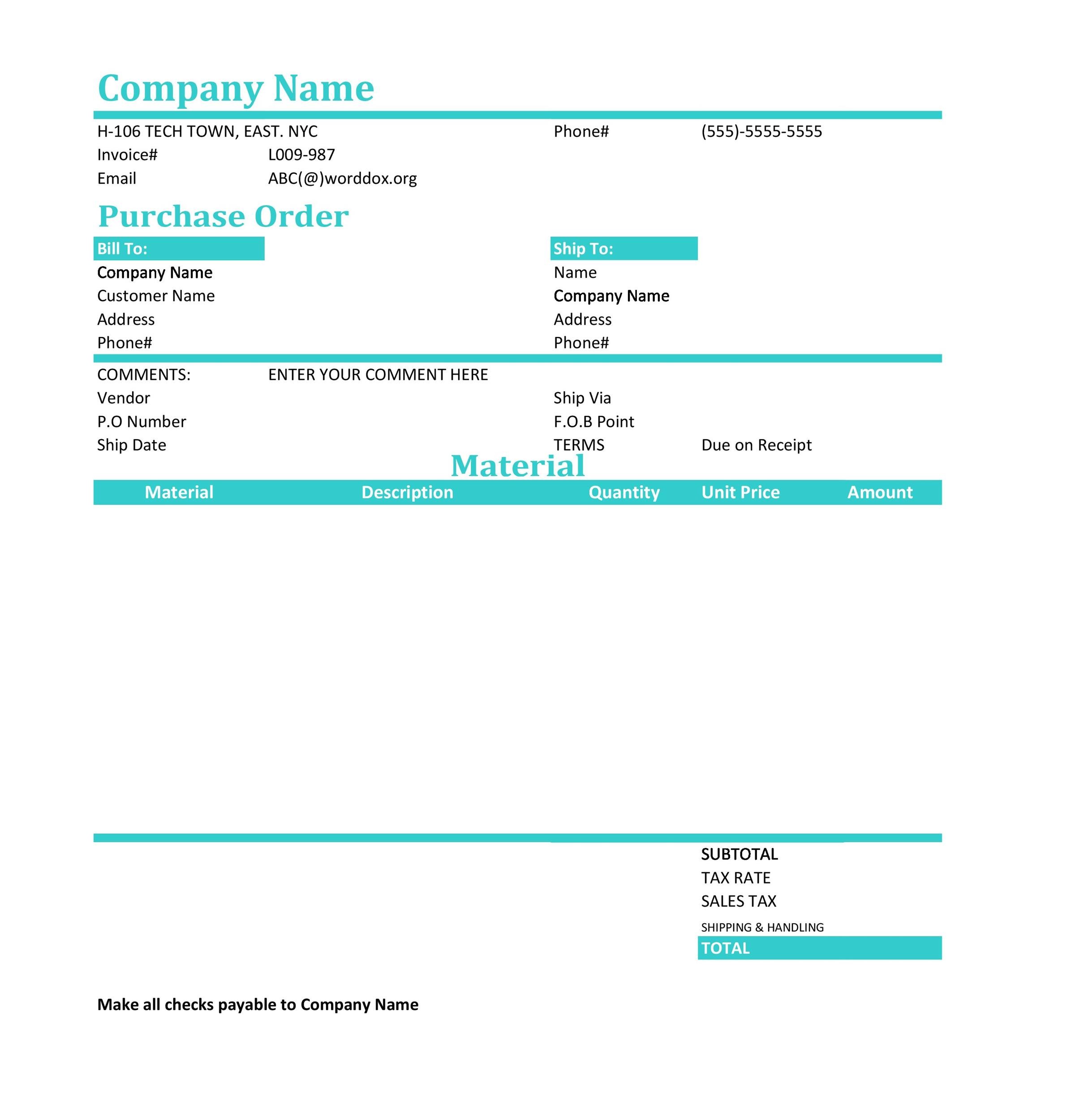 Contoh Purchase Order Excel Bahasa Indonesia