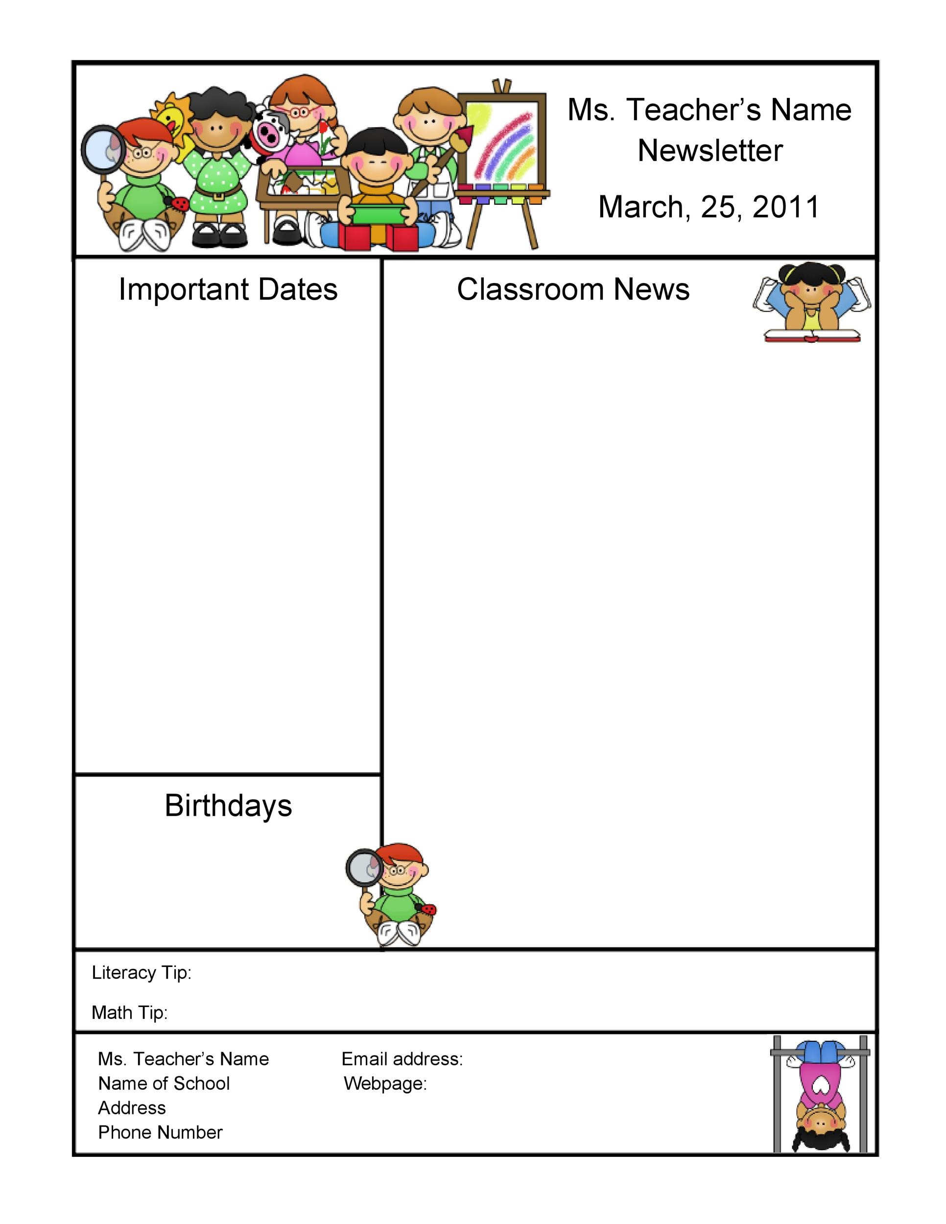 50 FREE Newsletter Templates for Work, School and Classroom