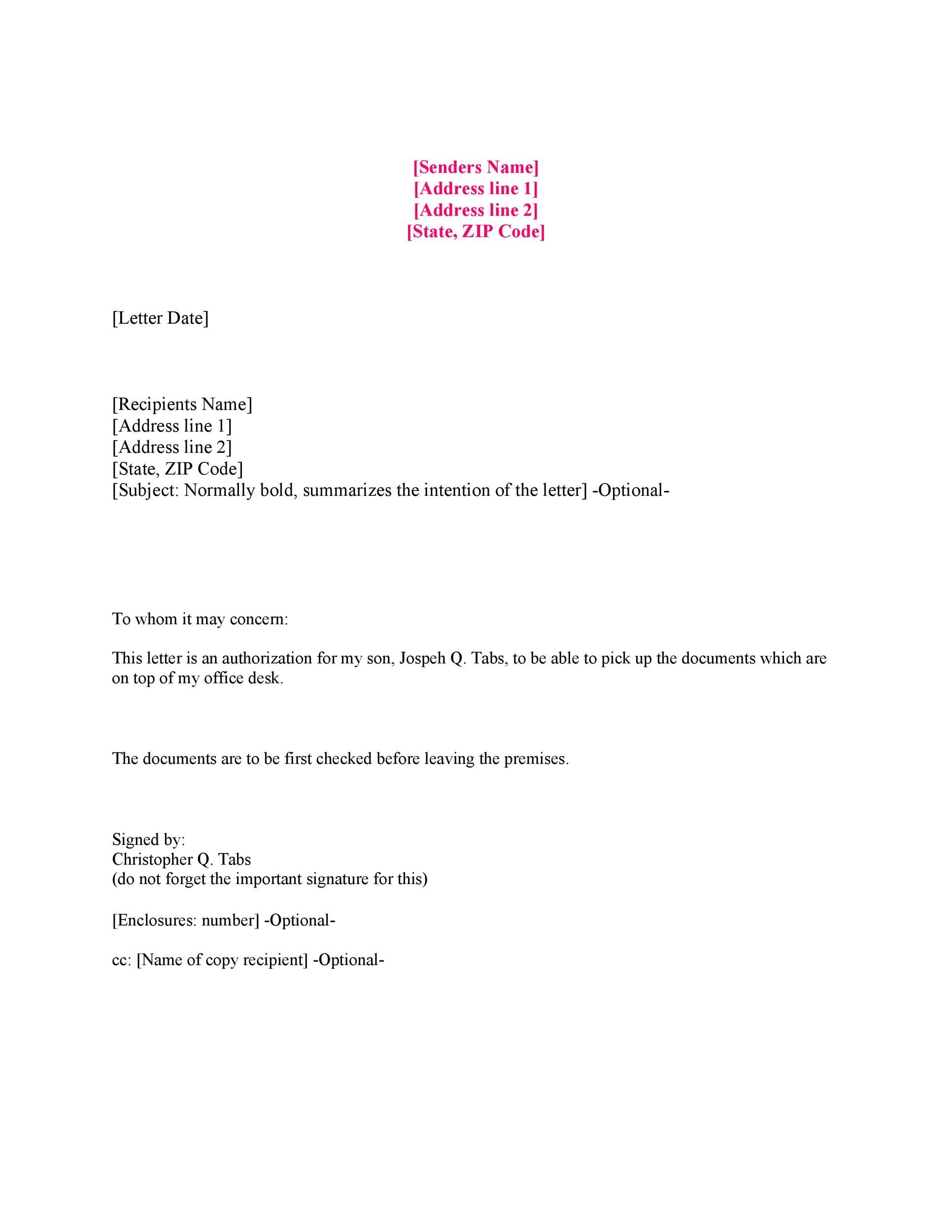 46 Authorization Letter Samples & Templates ᐅ TemplateLab