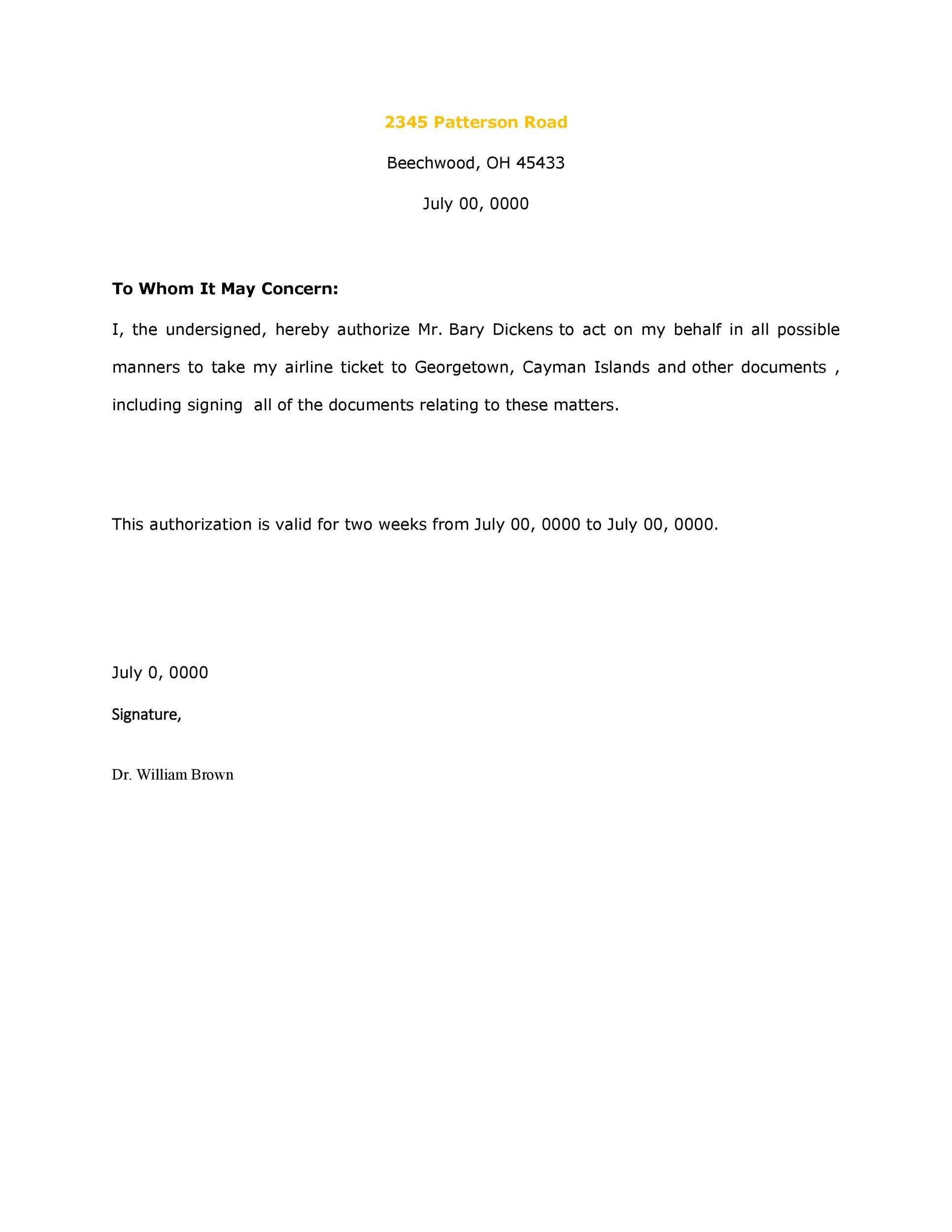 46 Authorization Letter Samples & Templates ᐅ TemplateLab
