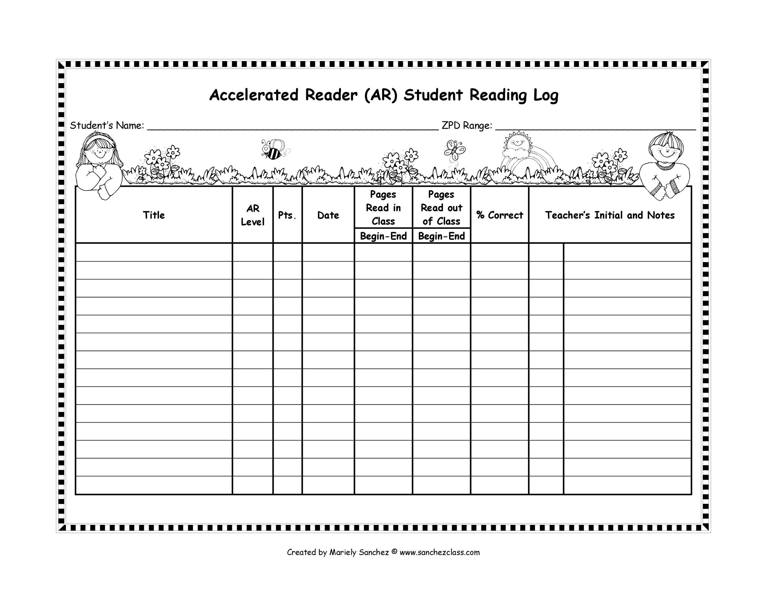 47 Printable Reading Log Templates for Kids, Middle School