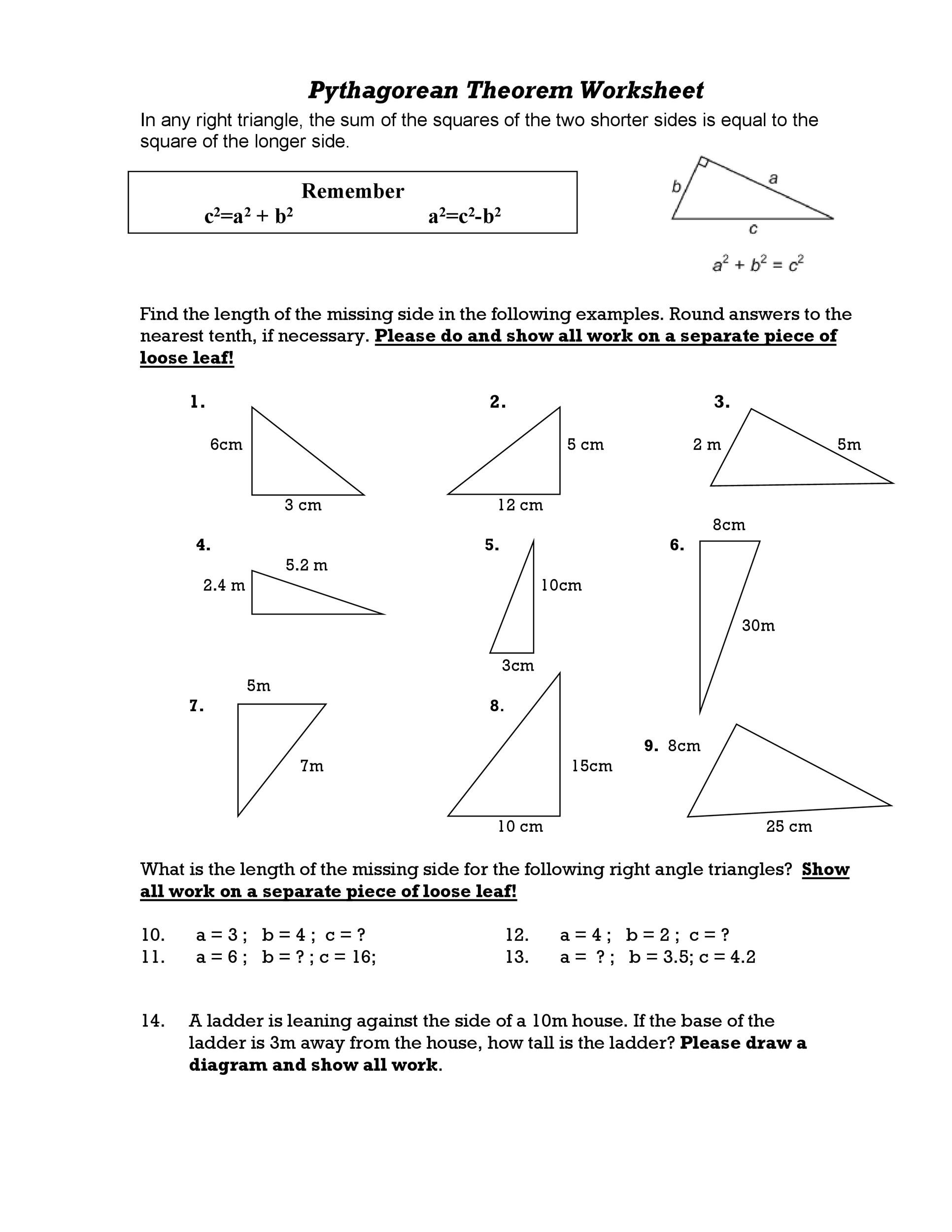 48 Pythagorean Theorem Worksheet with Answers [Word + PDF]