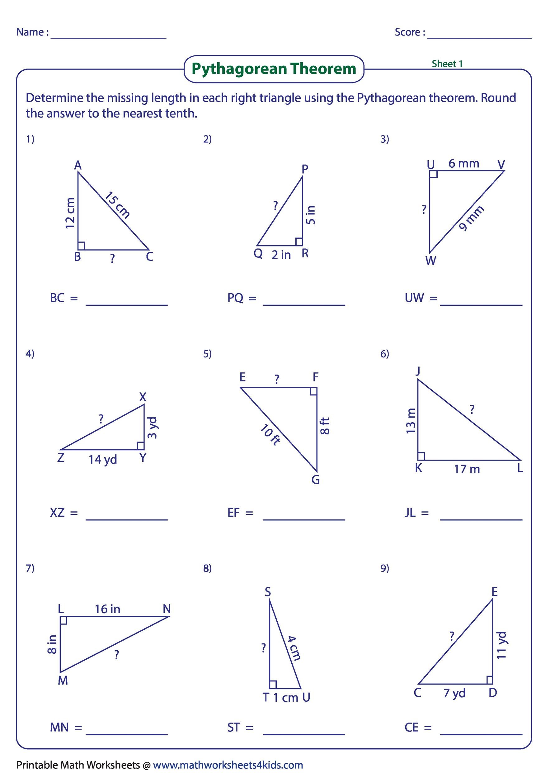 48 Pythagorean Theorem Worksheet with Answers [Word + PDF]