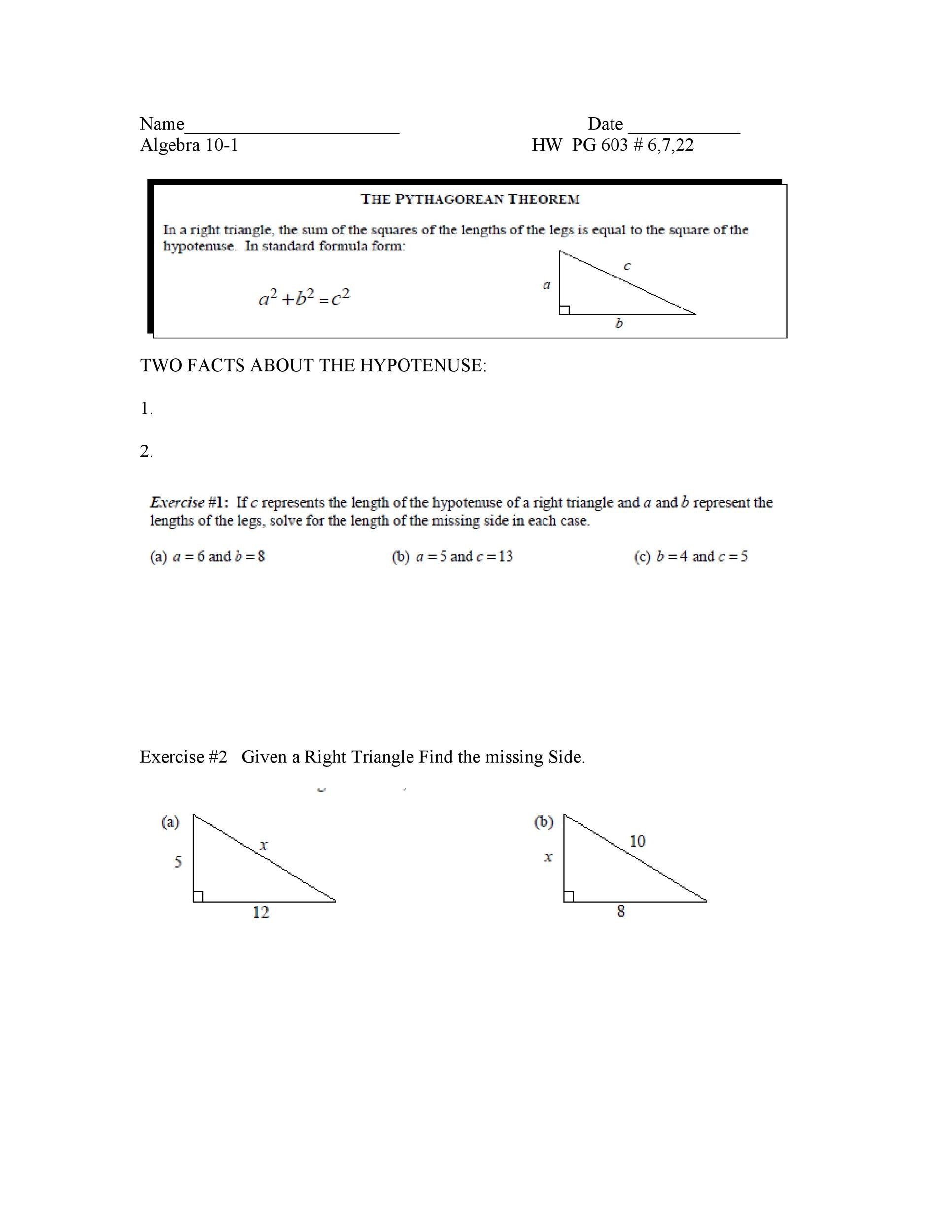 48 Pythagorean Theorem Worksheet with Answers [Word + PDF]