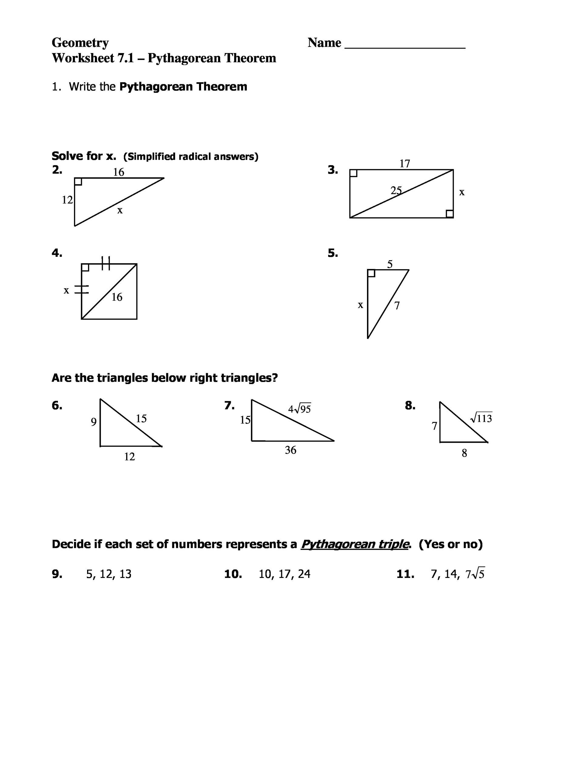 48 Pythagorean Theorem Worksheet with Answers [Word + PDF]