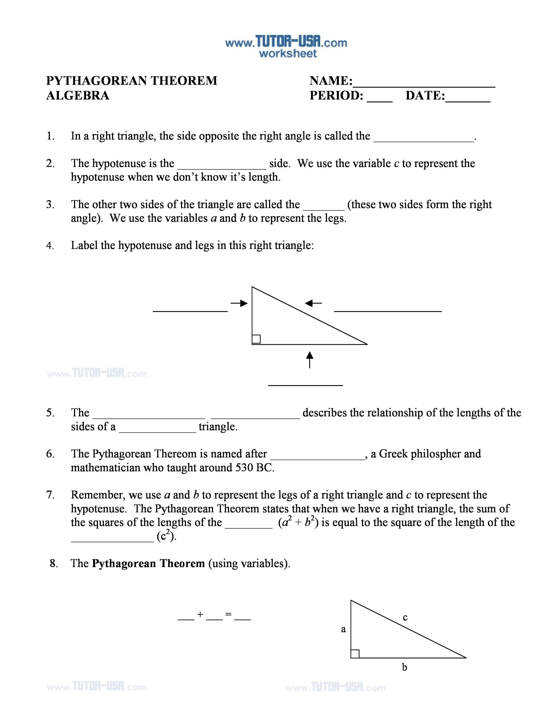48 Pythagorean Theorem Worksheet with Answers [Word + PDF]