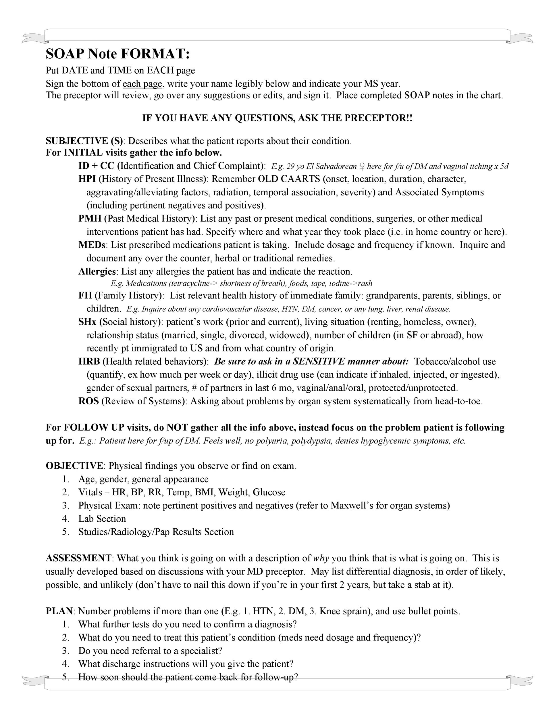 40 Fantastic SOAP Note Examples & Templates ᐅ TemplateLab