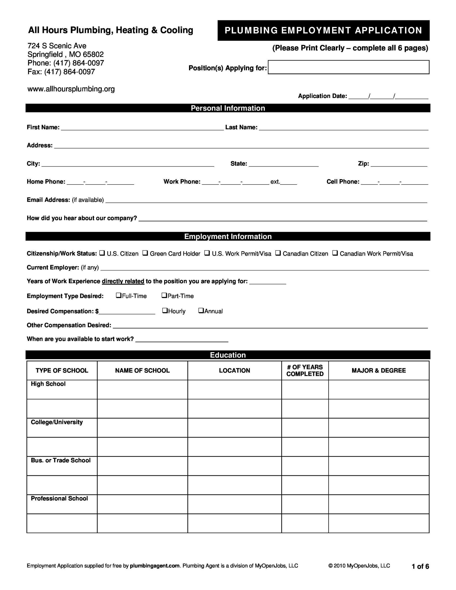 50 Free Employment / Job Application Form Templates [Printable] ᐅ TemplateLab
