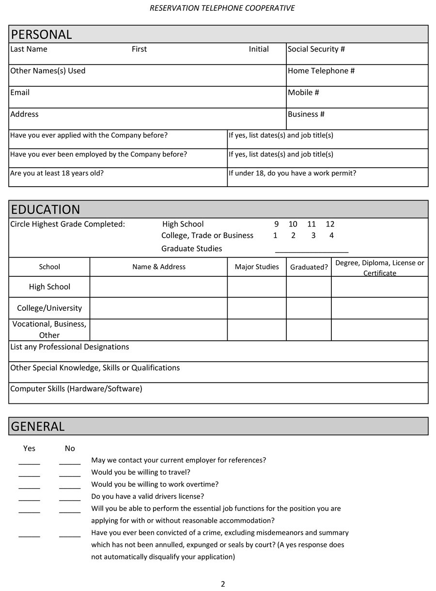 50 Free Employment / Job Application Form Templates [Printable] ᐅ TemplateLab