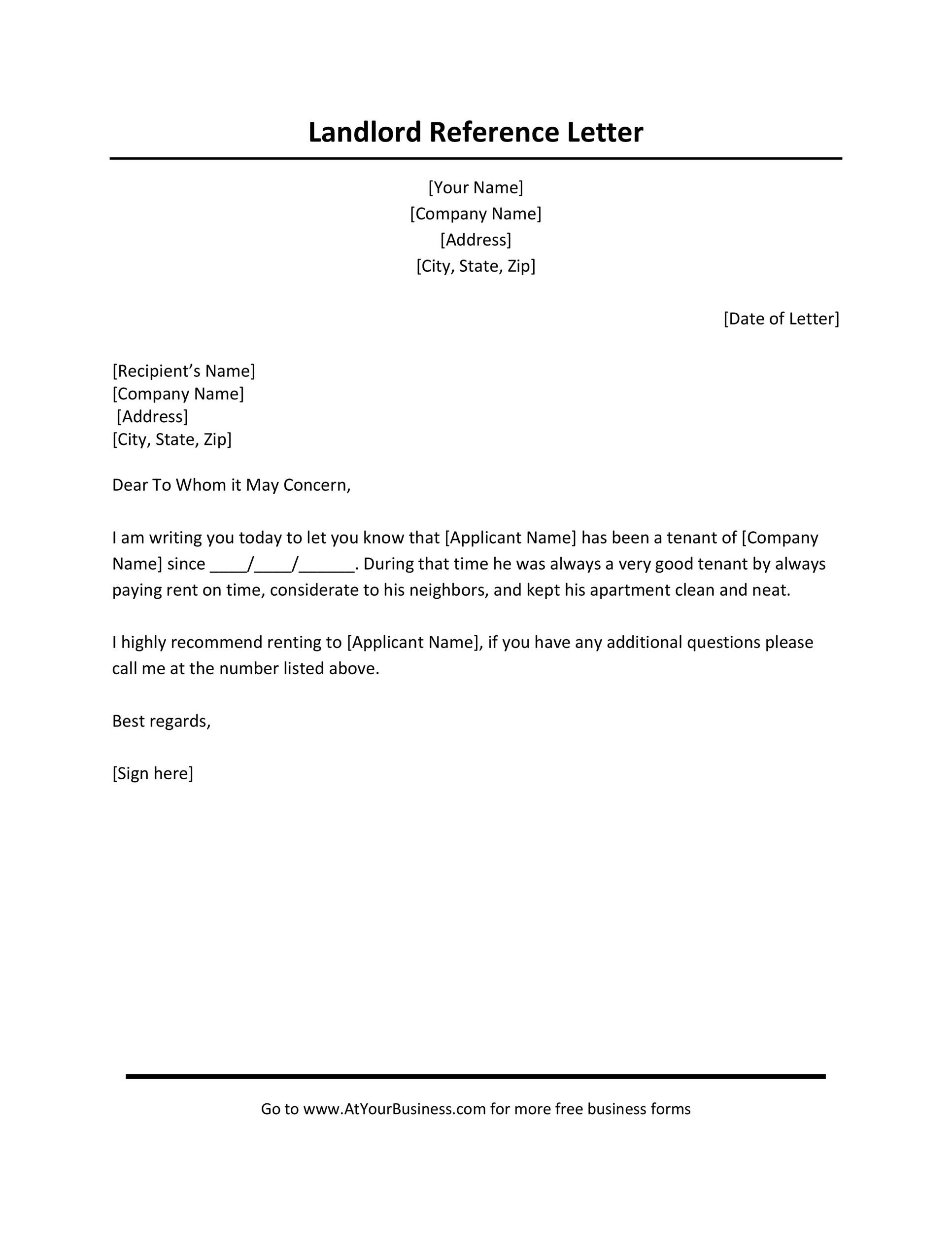 40+ Landlord Reference Letters & Form Samples ᐅ TemplateLab