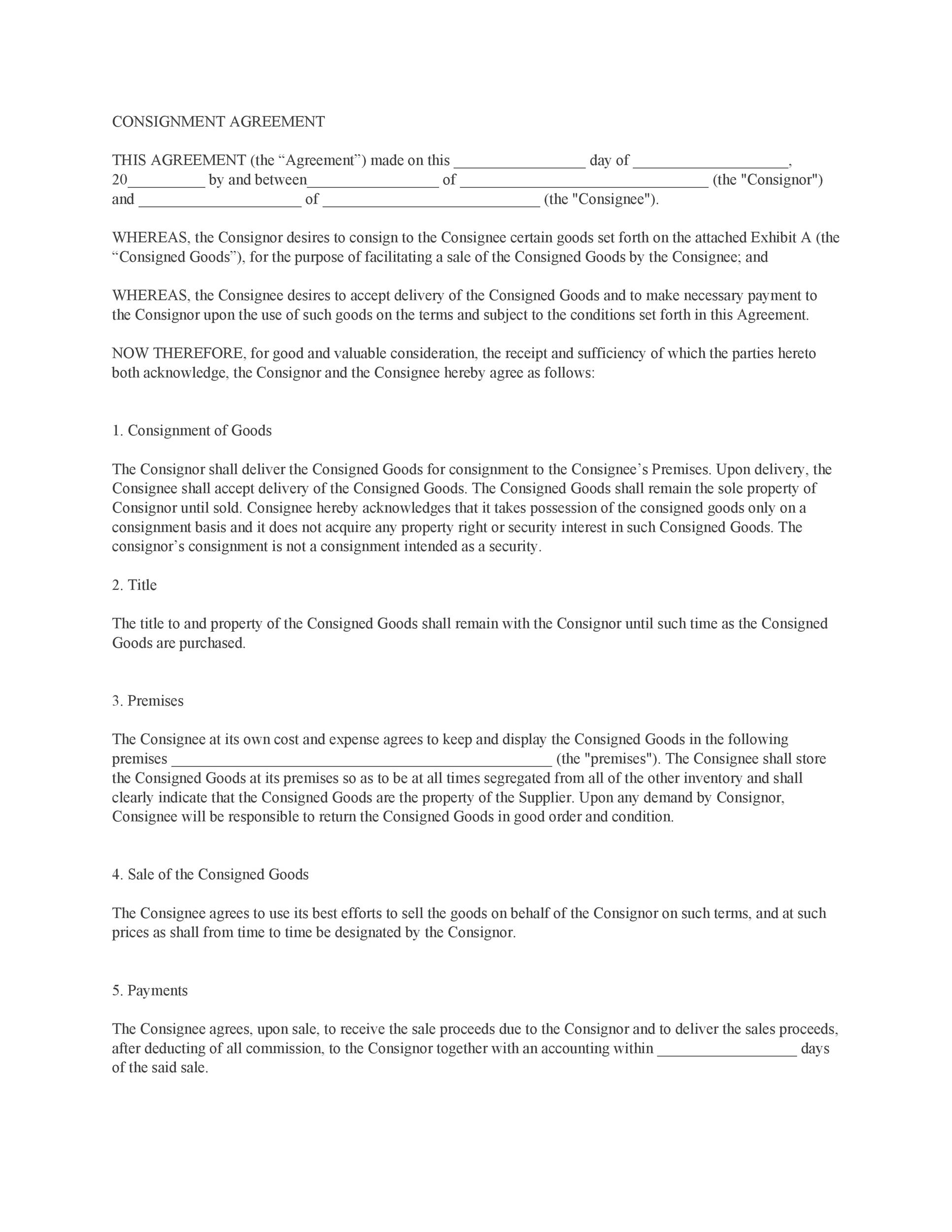 40+ Best Consignment Agreement Templates & Forms ᐅ TemplateLab