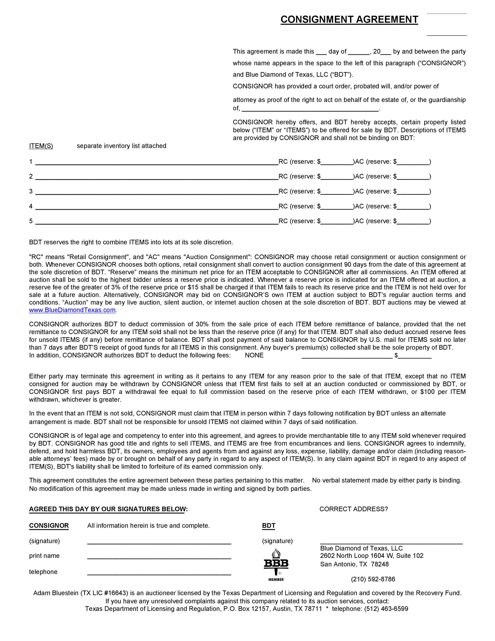 40+ Best Consignment Agreement Templates & Forms ᐅ TemplateLab