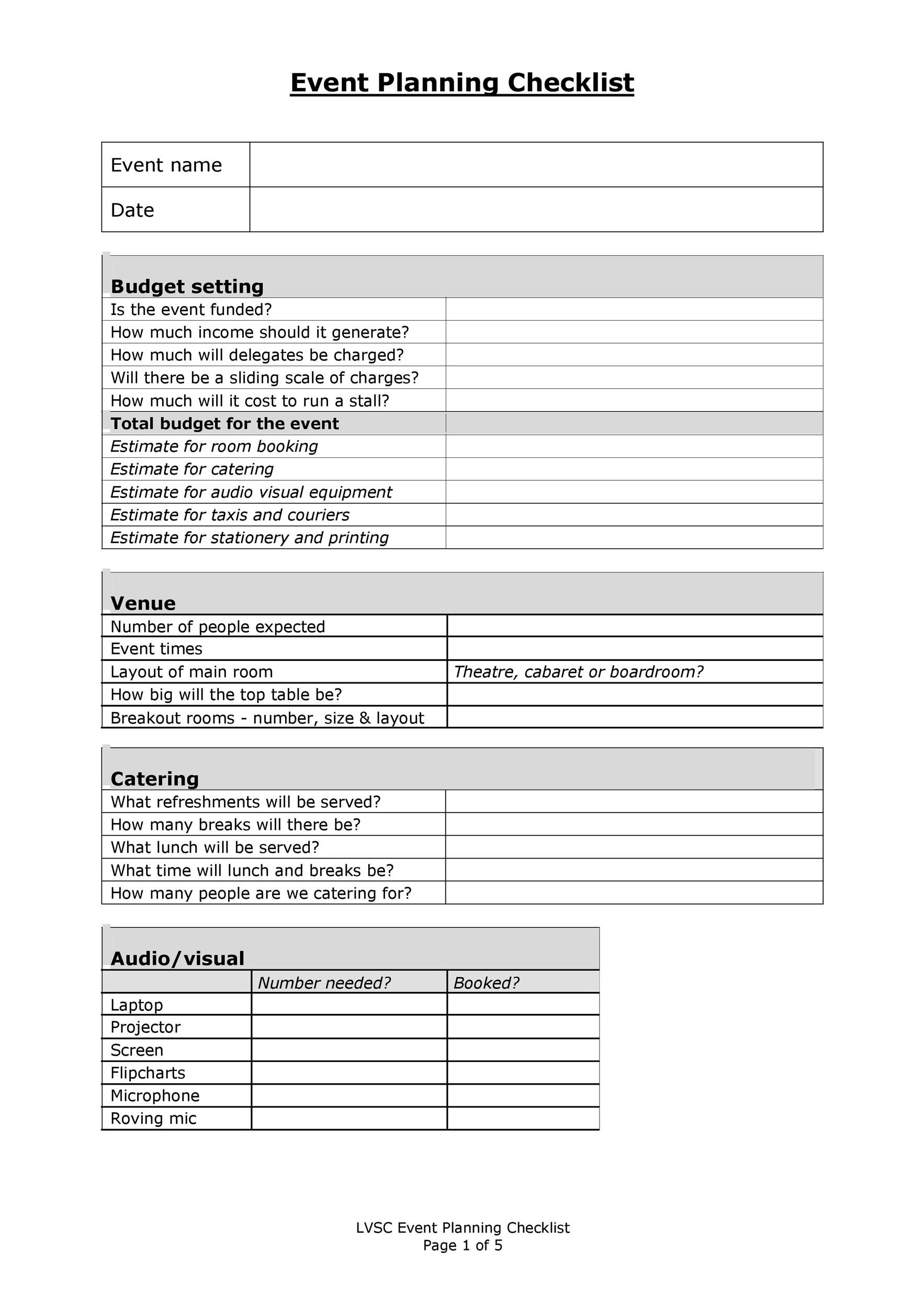 50 Professional Event Planning Checklist Templates ᐅ TemplateLab