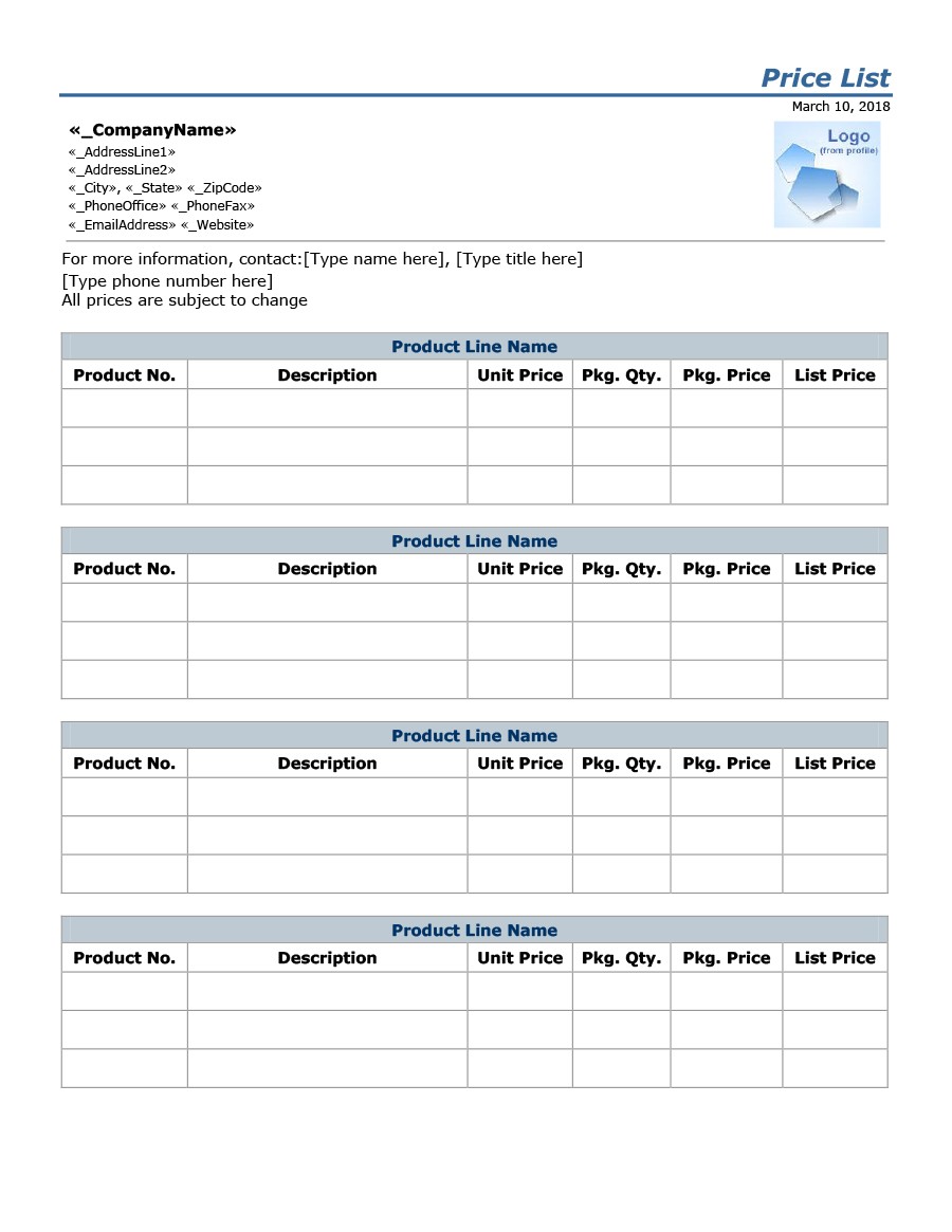 Excel Templates Special Order Pricing Template