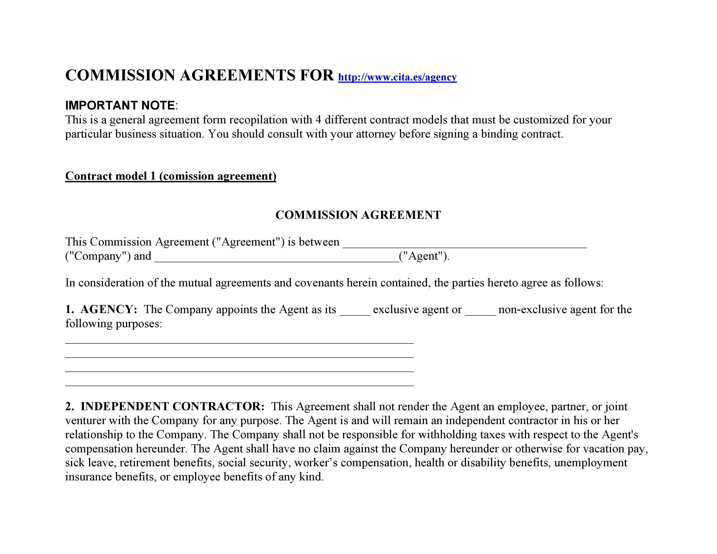 36 Free Commission Agreements (Sales, Real Estate, Contractor)