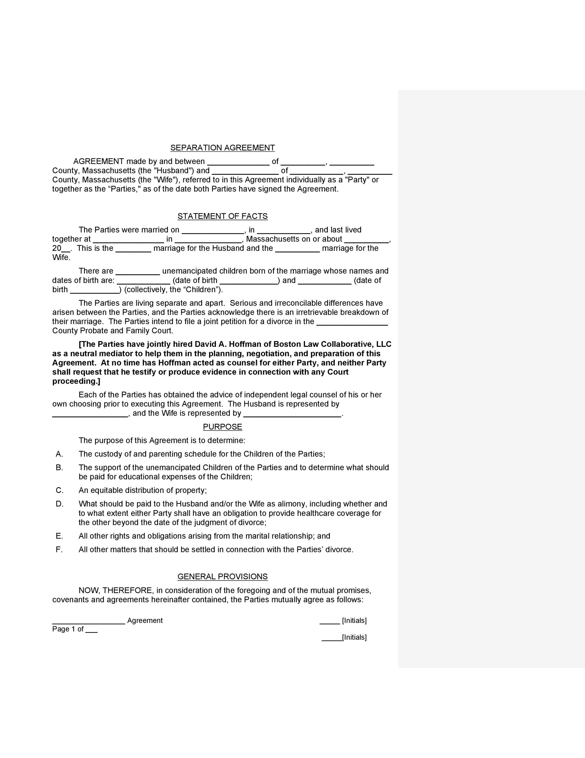 43 Official Separation Agreement Templates / Letters / Forms ᐅ TemplateLab