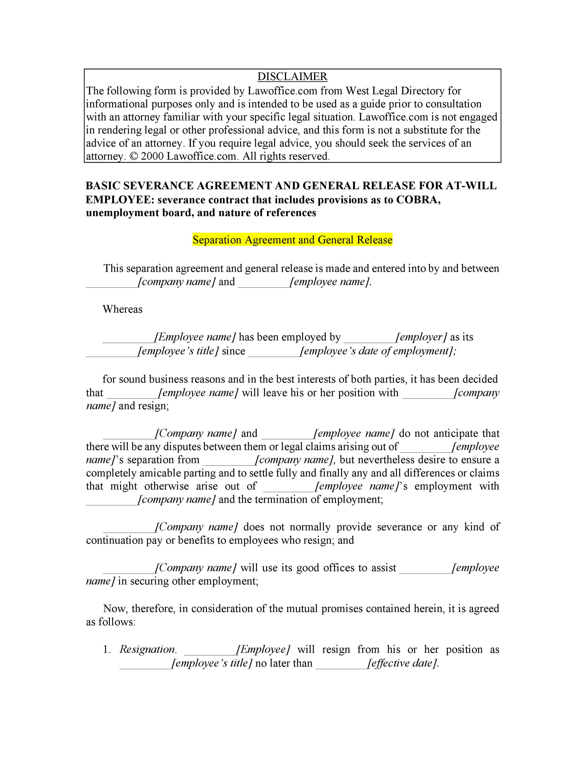 43 Official Separation Agreement Templates / Letters / Forms ᐅ TemplateLab