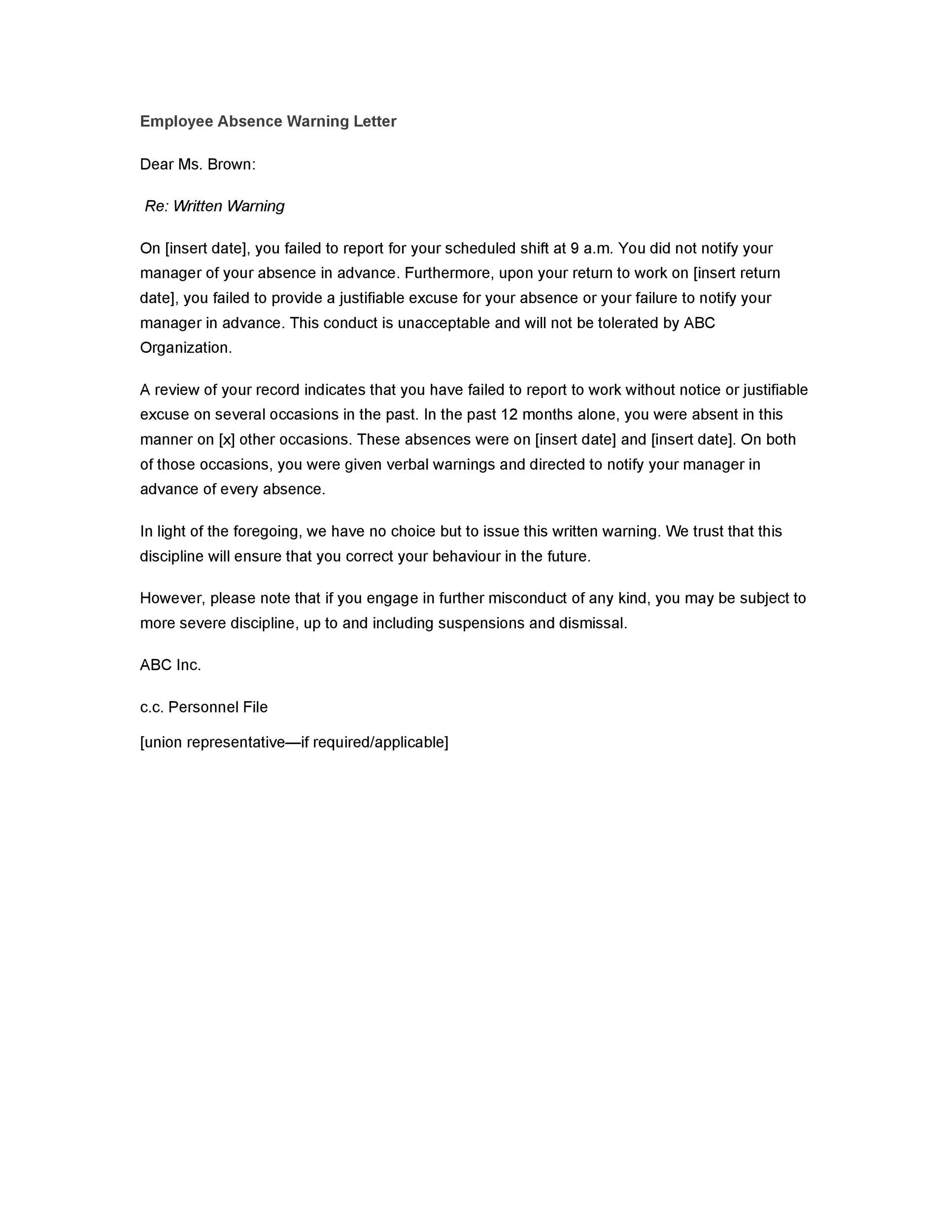 Sample Warning Letter To Employee For Rude Behaviour