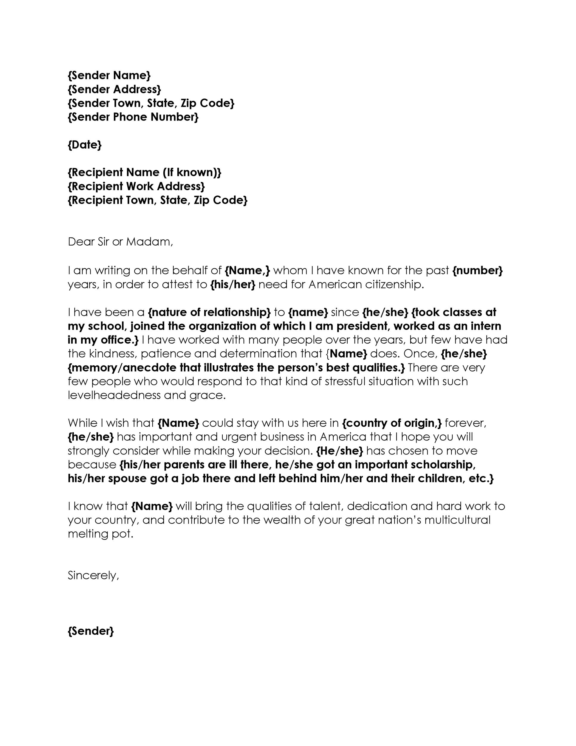 Letter For Permanent Residency Application