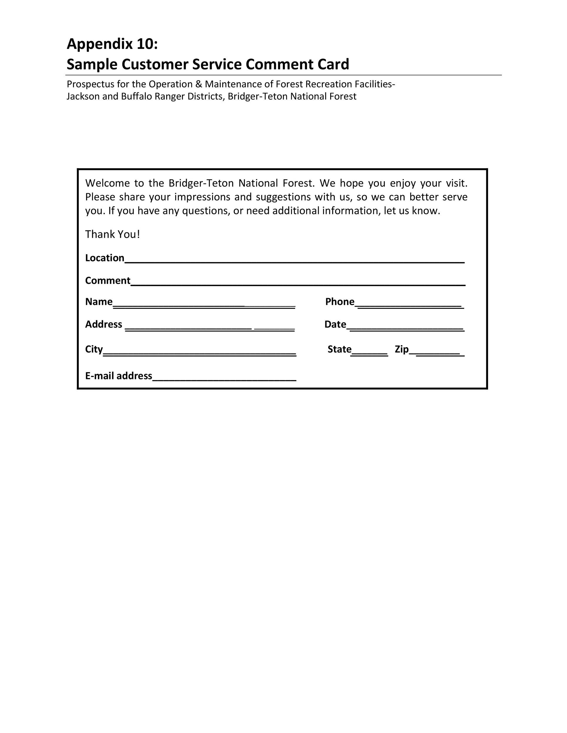 50 Printable Comment Card & Feedback Form Templates ᐅ TemplateLab