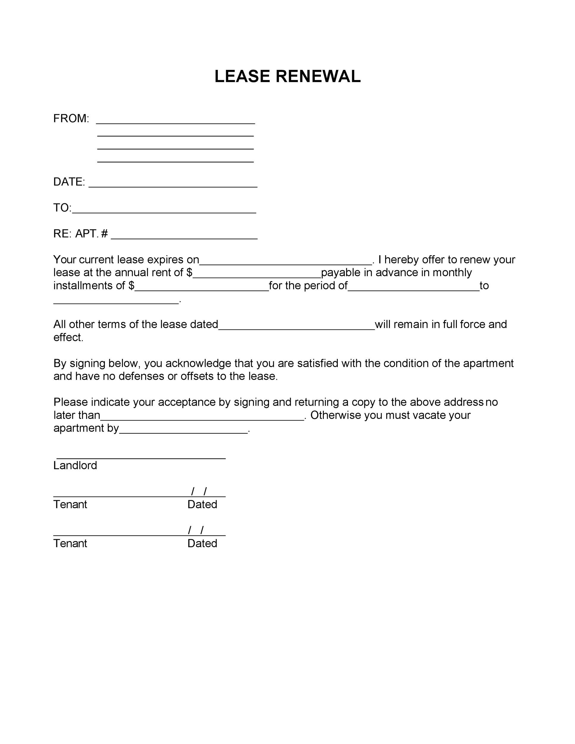 36 Best Lease Renewal Letters & Forms (Word & PDF) ᐅ