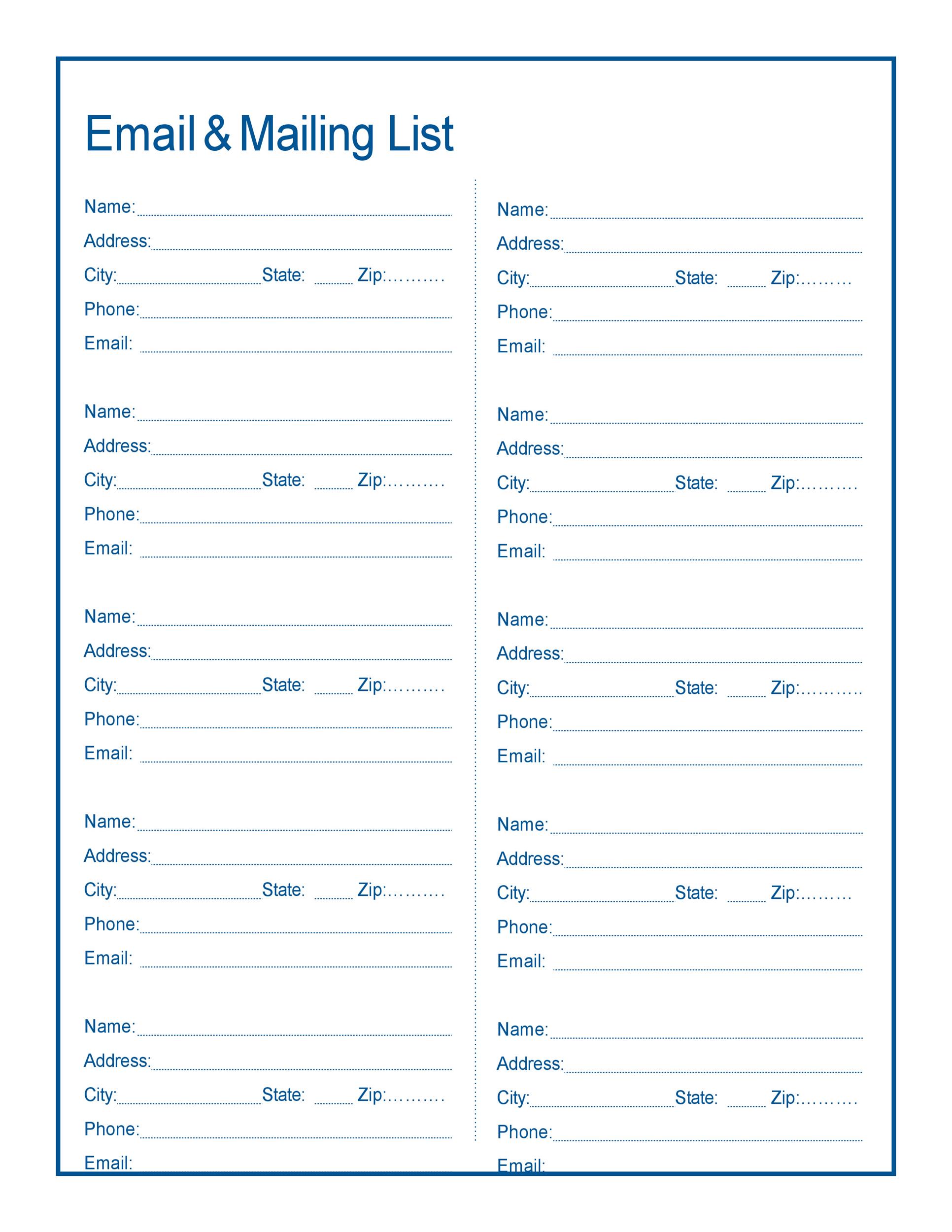 37 Free Email List Templates (PDF, MS Word & Excel) ᐅ TemplateLab