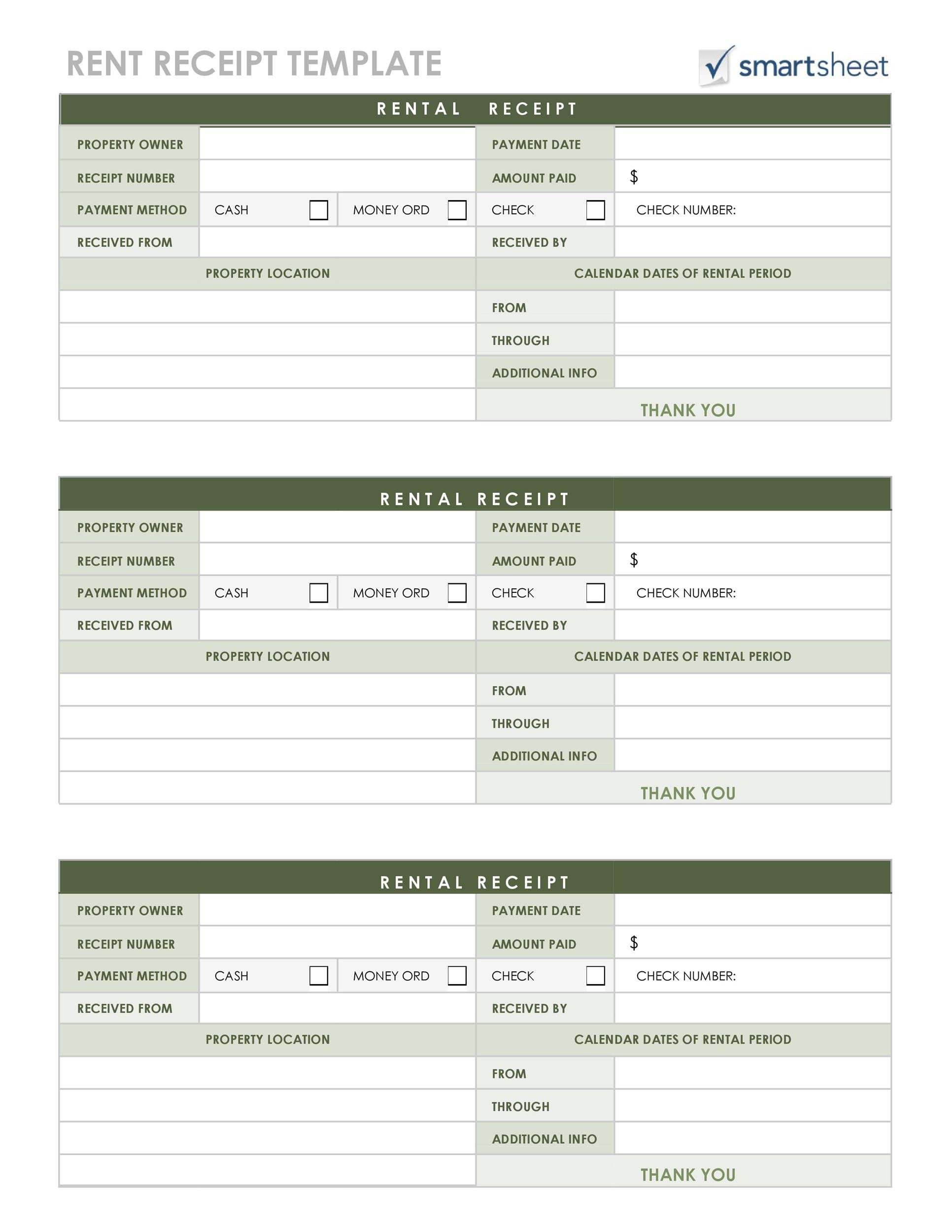 49 Printable Rent Receipts (Free Templates) ᐅ TemplateLab