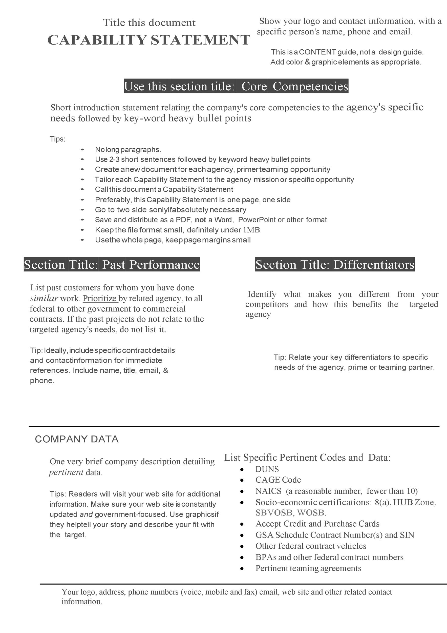39 Effective Capability Statement Templates (+ Examples) ᐅ TemplateLab