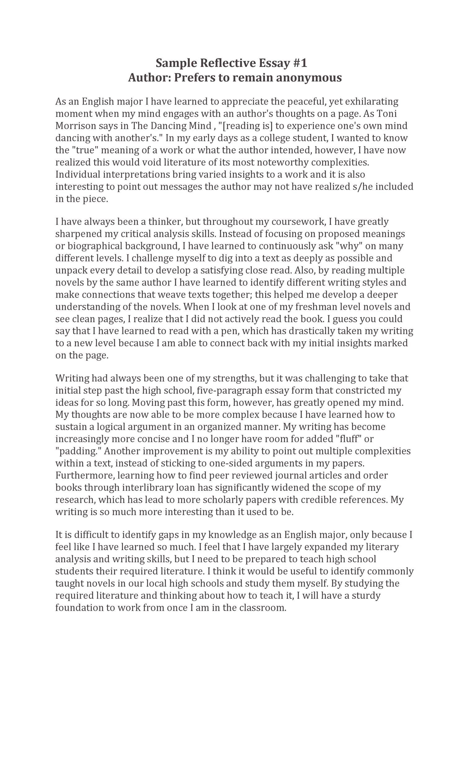 Reflective Essay Examples About Writing Spm Doc Libertyparkusafd