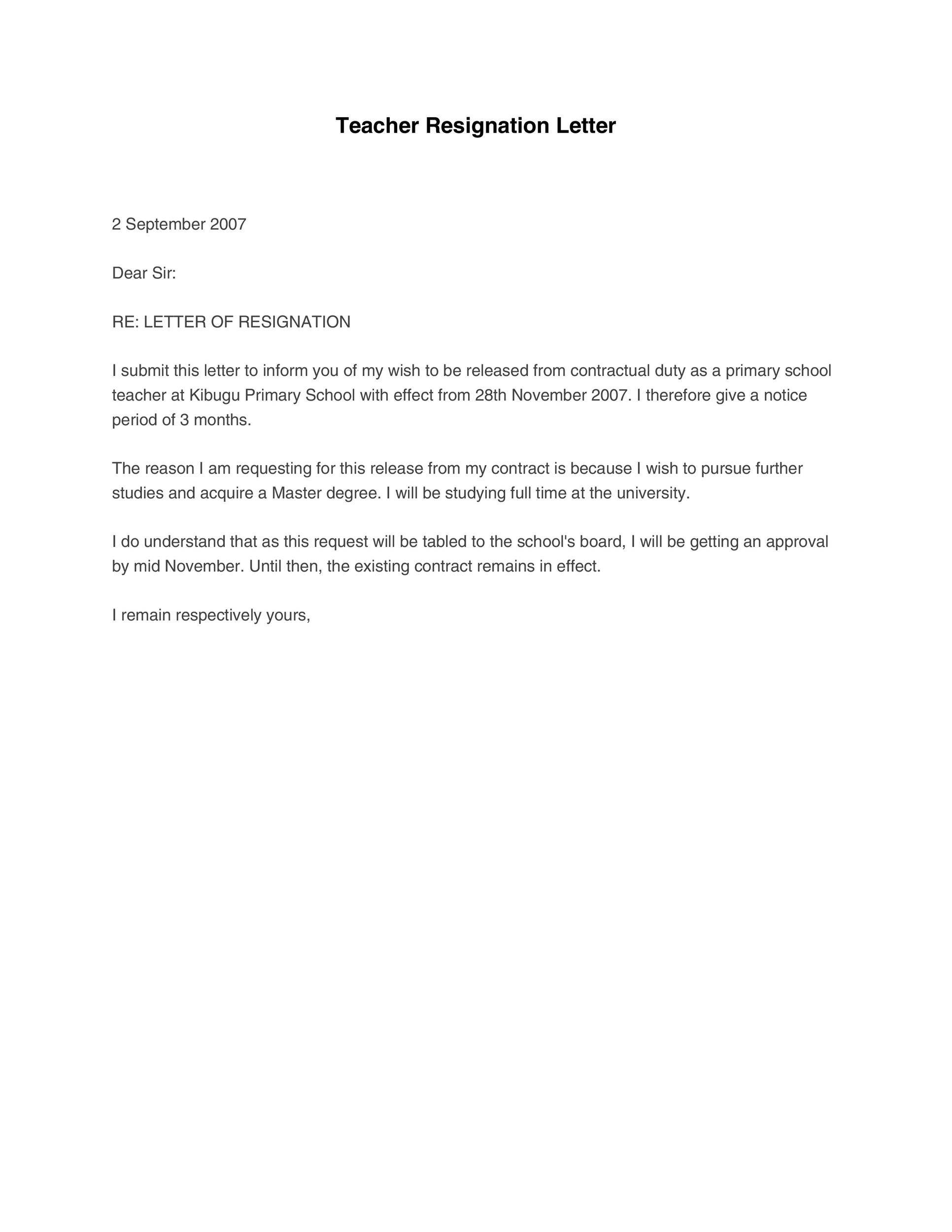 Sample resignation letter for teachers. Susu Lengket Resignation Letter 3 Month Sample Sample Resignation Letter Stay At Home Reason Email Example