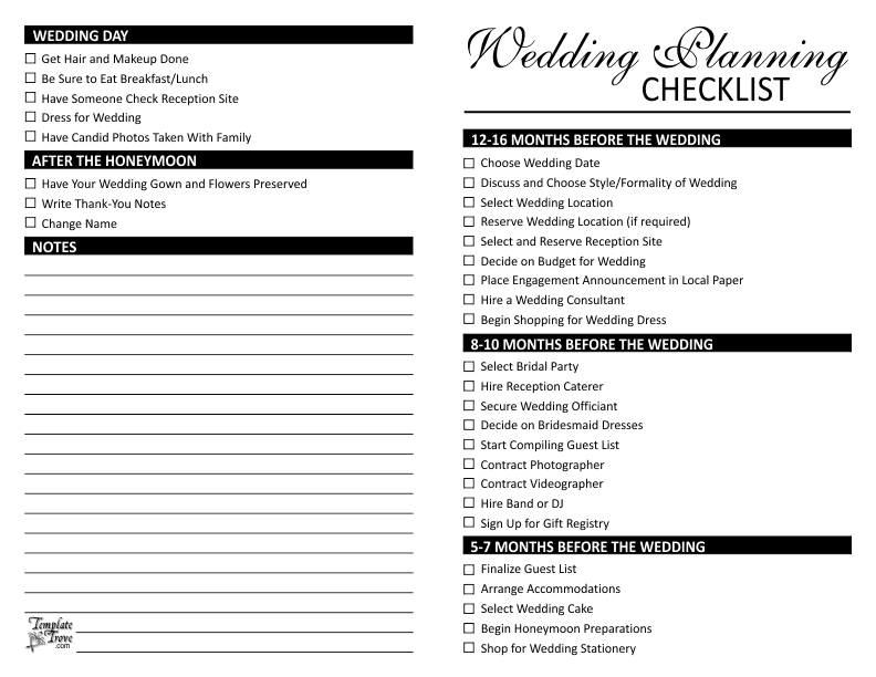Wedding Planning Checklist