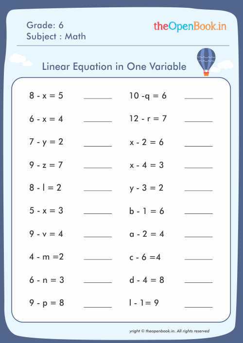 29 Linear Equation In One Variable Worksheet Notutahituq