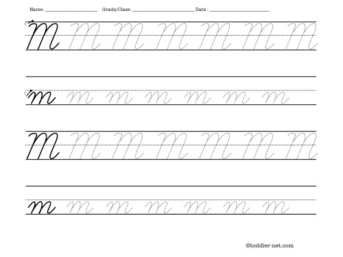 Tracing worksheet Cursive letter M