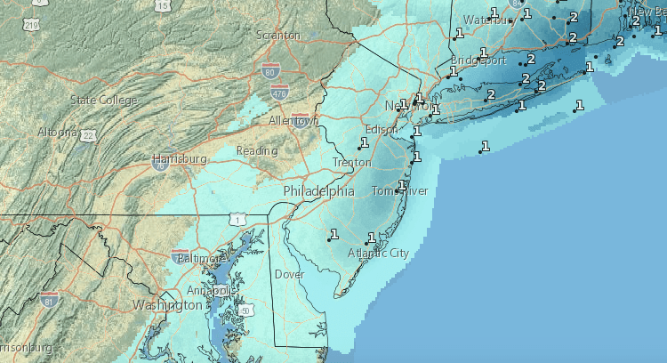 Latest Shore Forecast An Inch of Snow Overnight Into Wednesday Toms