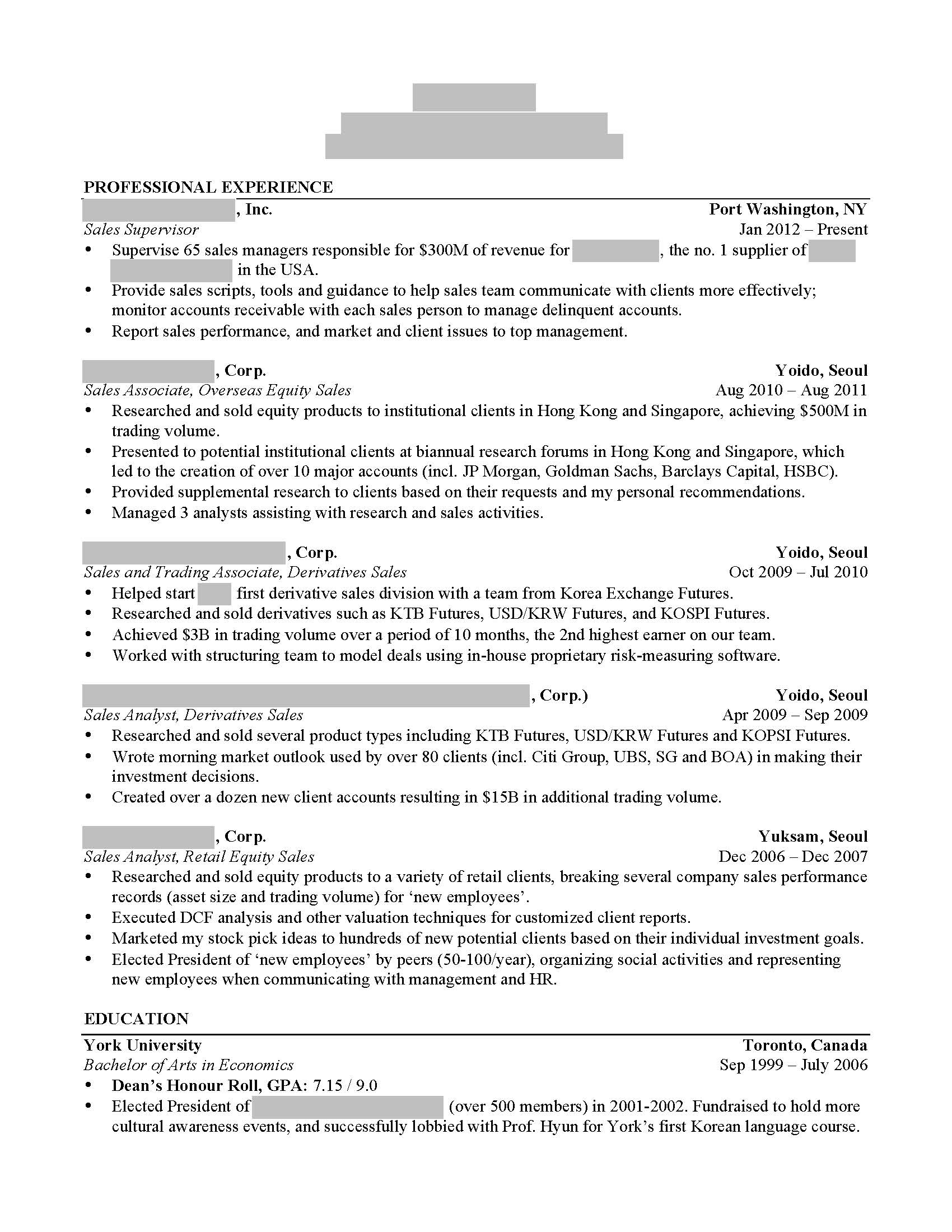 Mba resume Executive MBA Resume