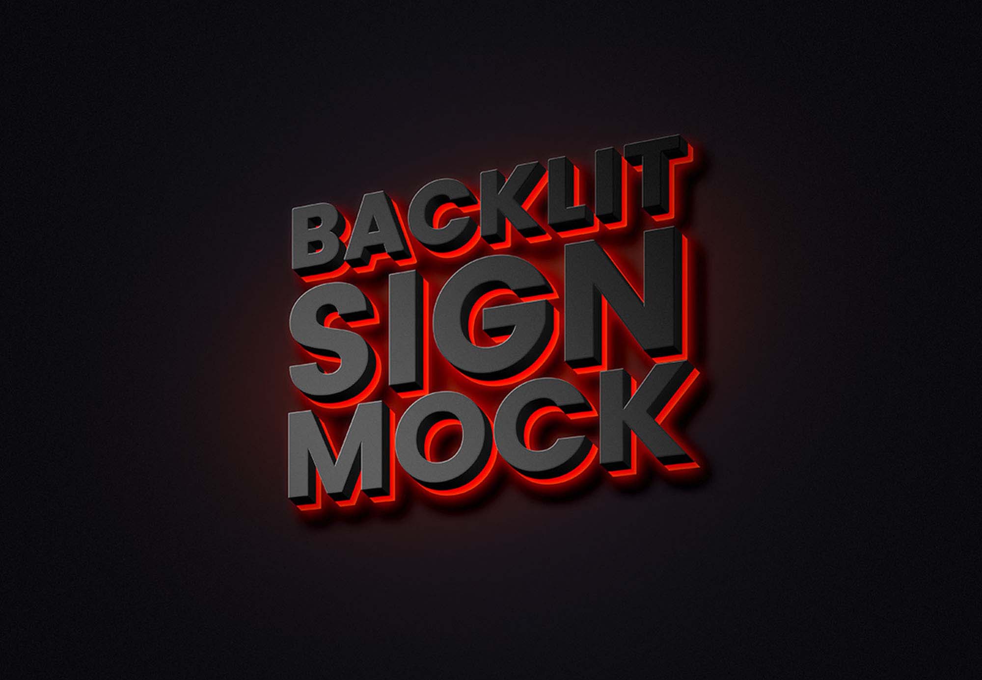 Free Backlit Sign Text Effect Mockup (PSD)