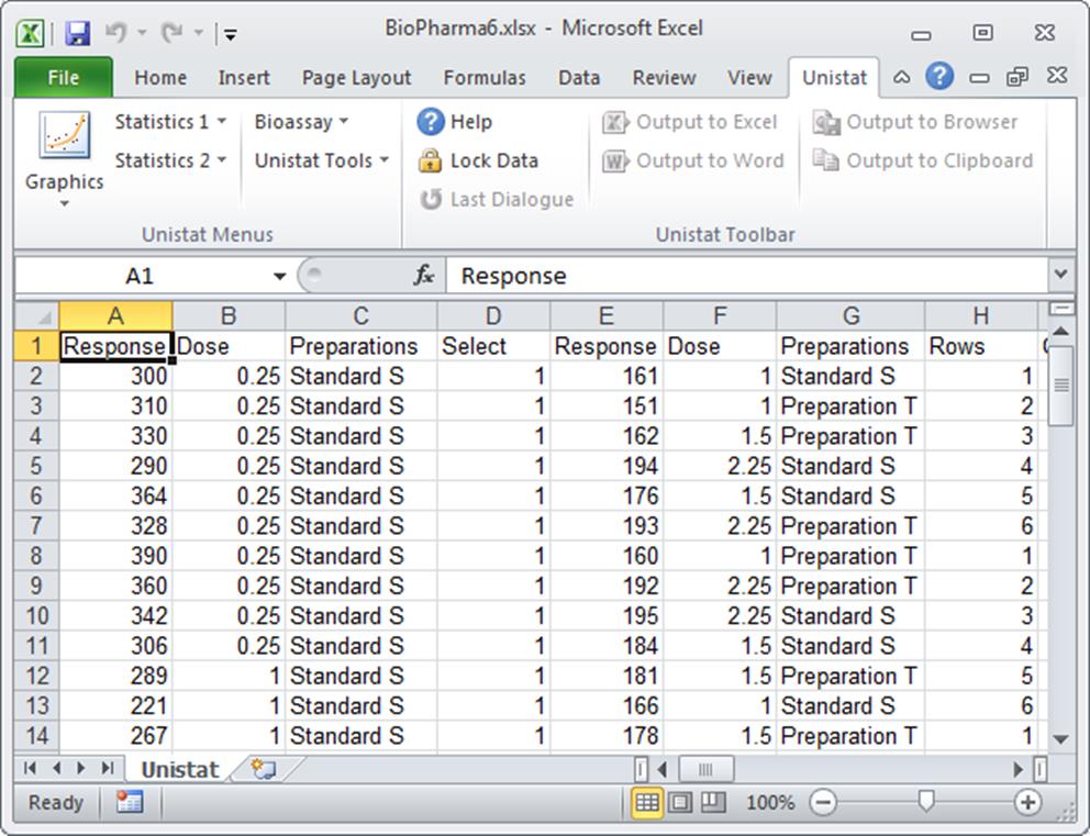 Unistat Statistics Software SpreadsheetFile Menu