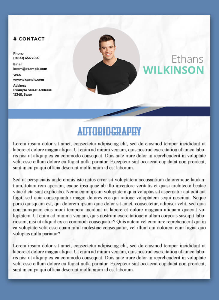 10+ Autobiography psd template free room