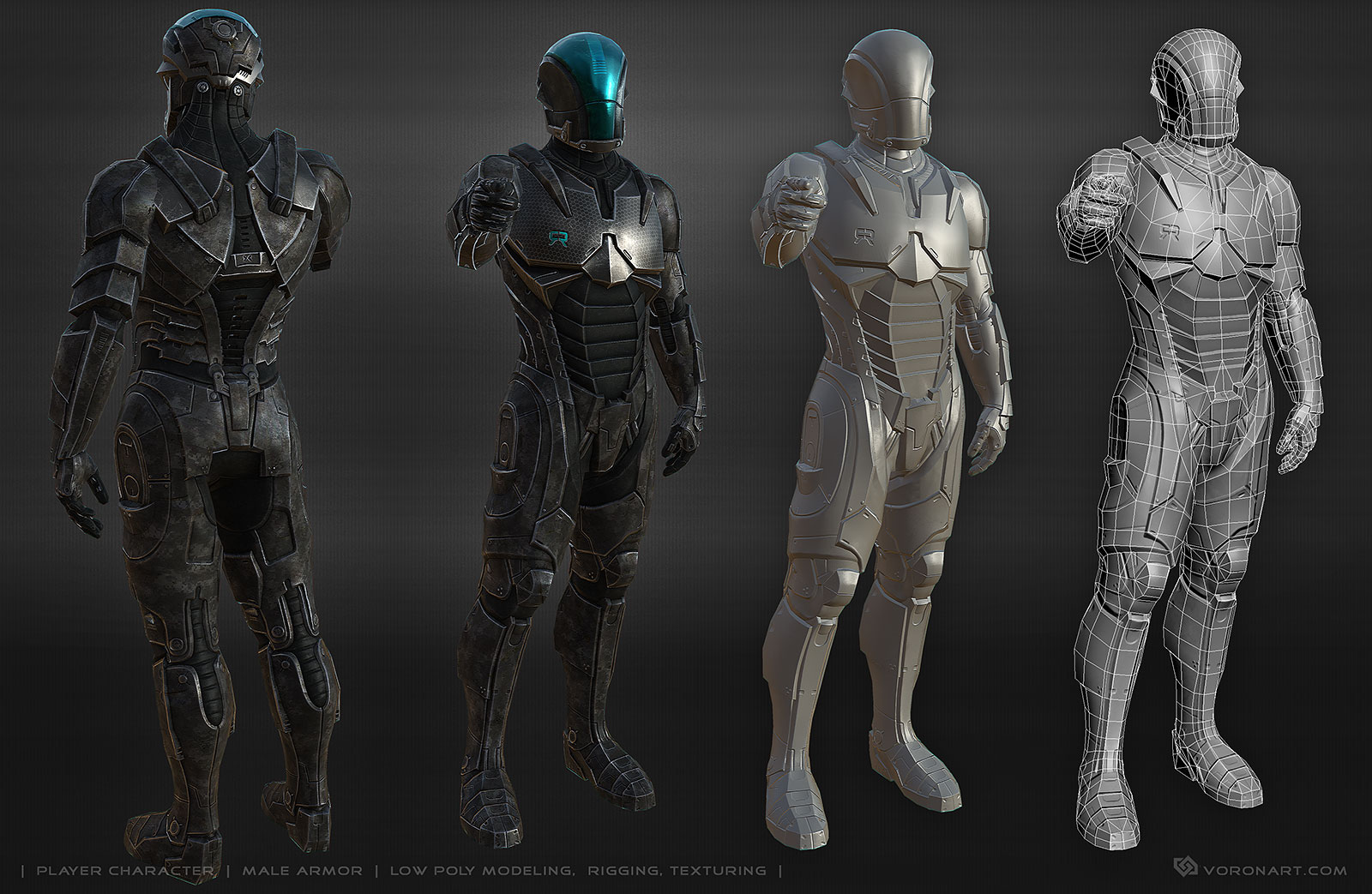 3D Game Character. Power Armor suit. Rigged.