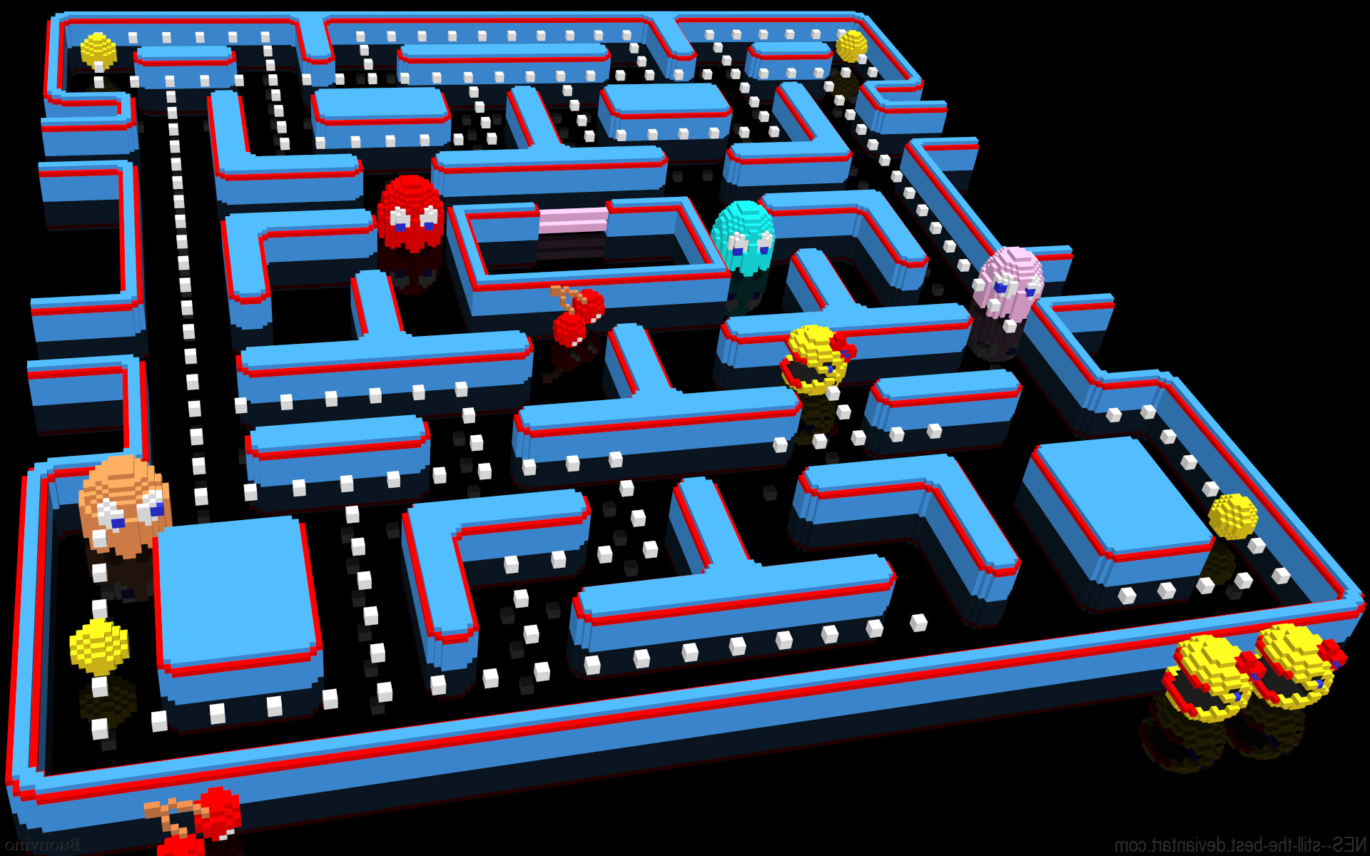 pixels, Pixel Art, 3D, Black Background, Cube, Digital Art