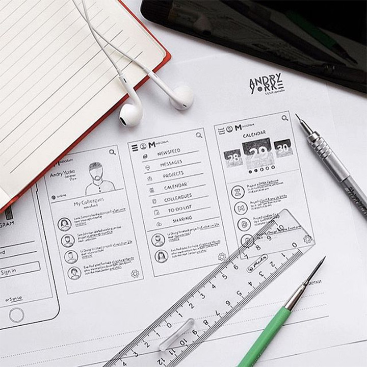 UI/UX Design Sketches and Wireframes from Instagram