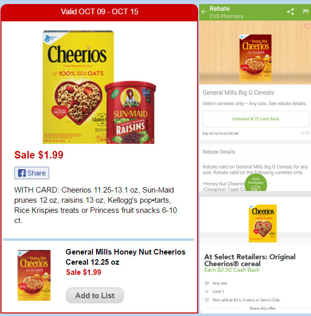 Original Cheerios & Honey Nut Cheerios 87¢ Each!