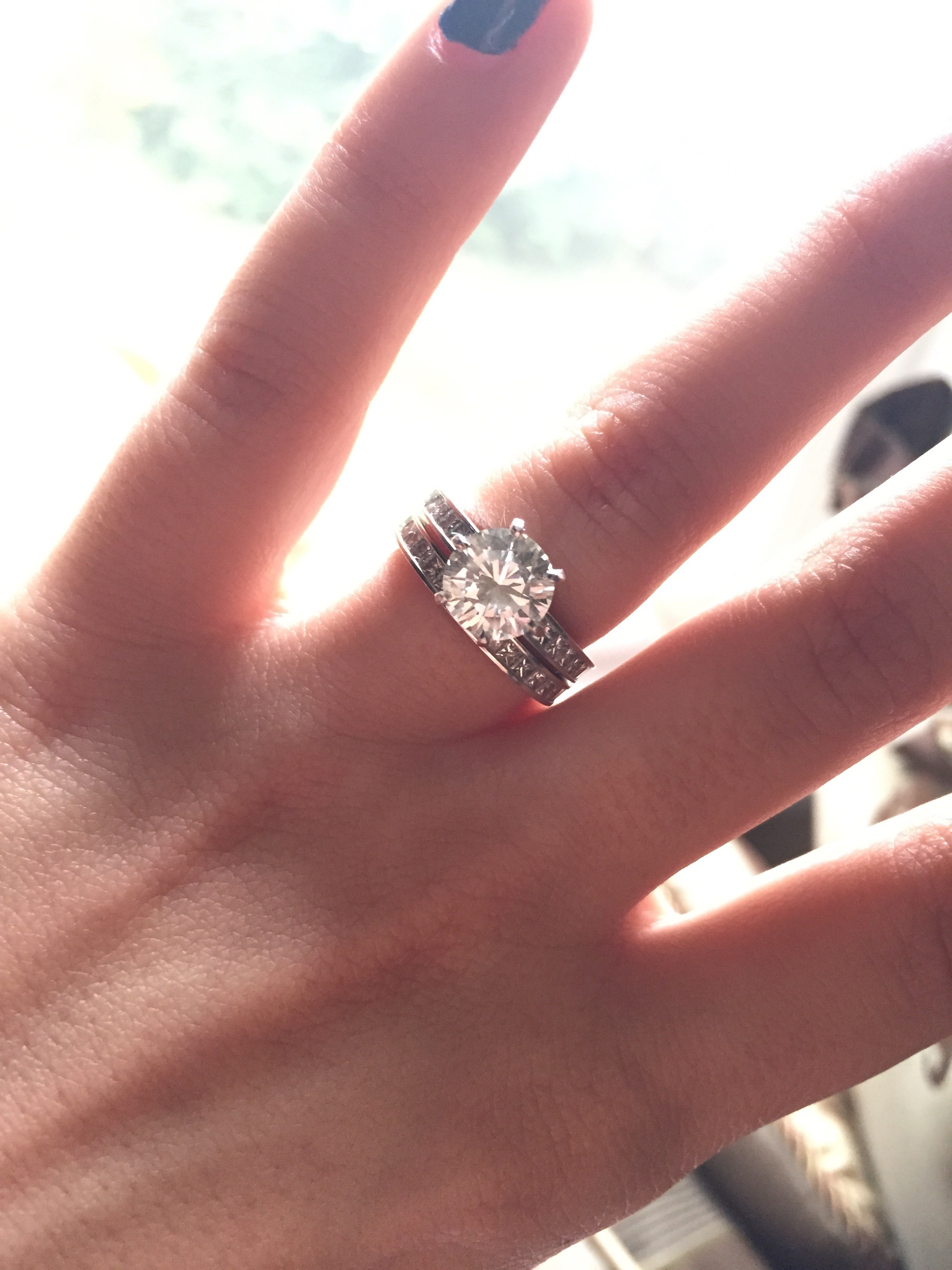 Warm colored diamonds in platinum/white gold settings