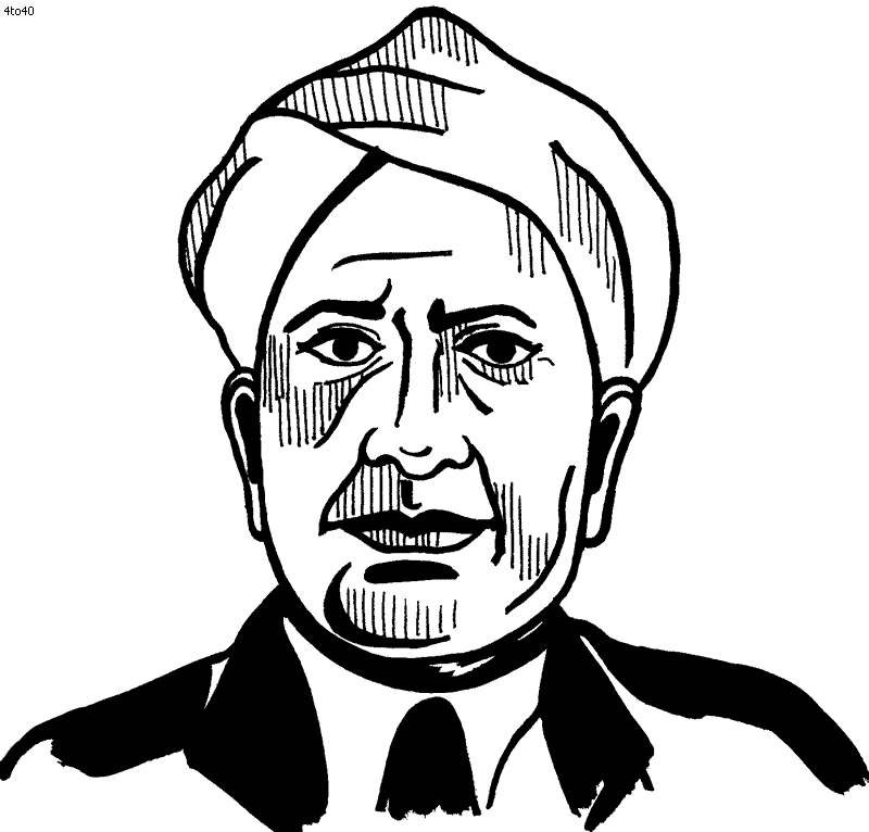 Sketch Cv Raman Cartoon