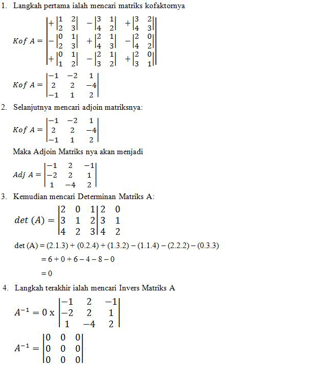 Rumus Invers Matriks Beserta Contoh Soal Matriks Anto