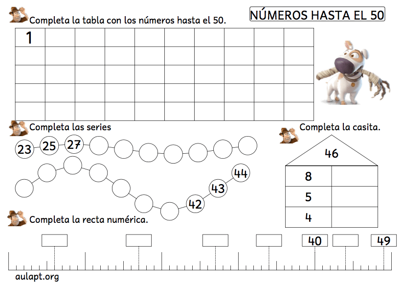 Cuaderno de Tadeo Jones 2 para reforzar la numeración