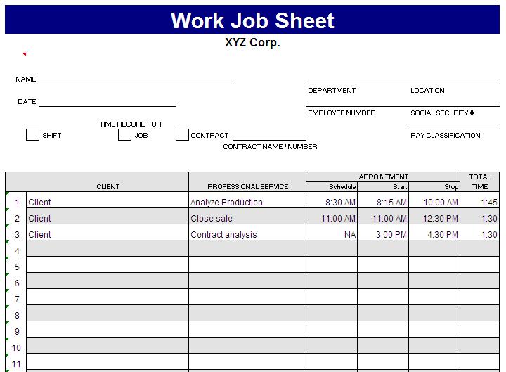 Windows and Android Free Downloads job card template
