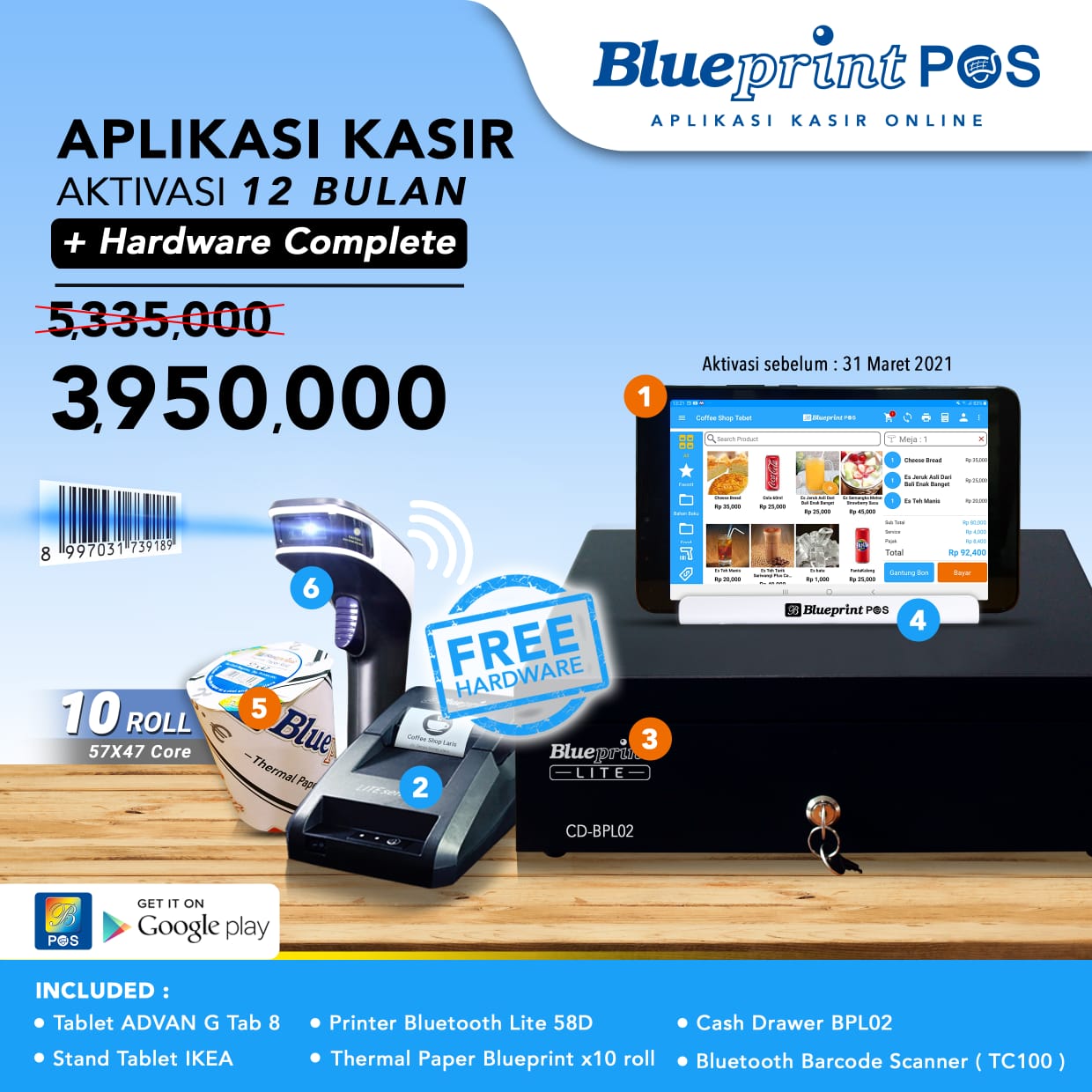 Promo Termurah Paket Usaha/Aplikasi Kasir BLUEPRINT POS 1